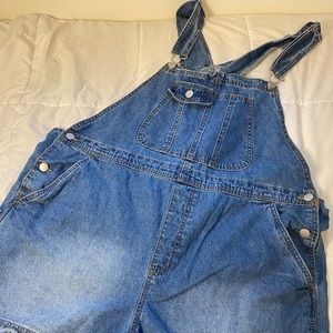 Women’s Plus Size 3X No Boundaries Medium Wash Denim Shortalls Overalls Dungaree